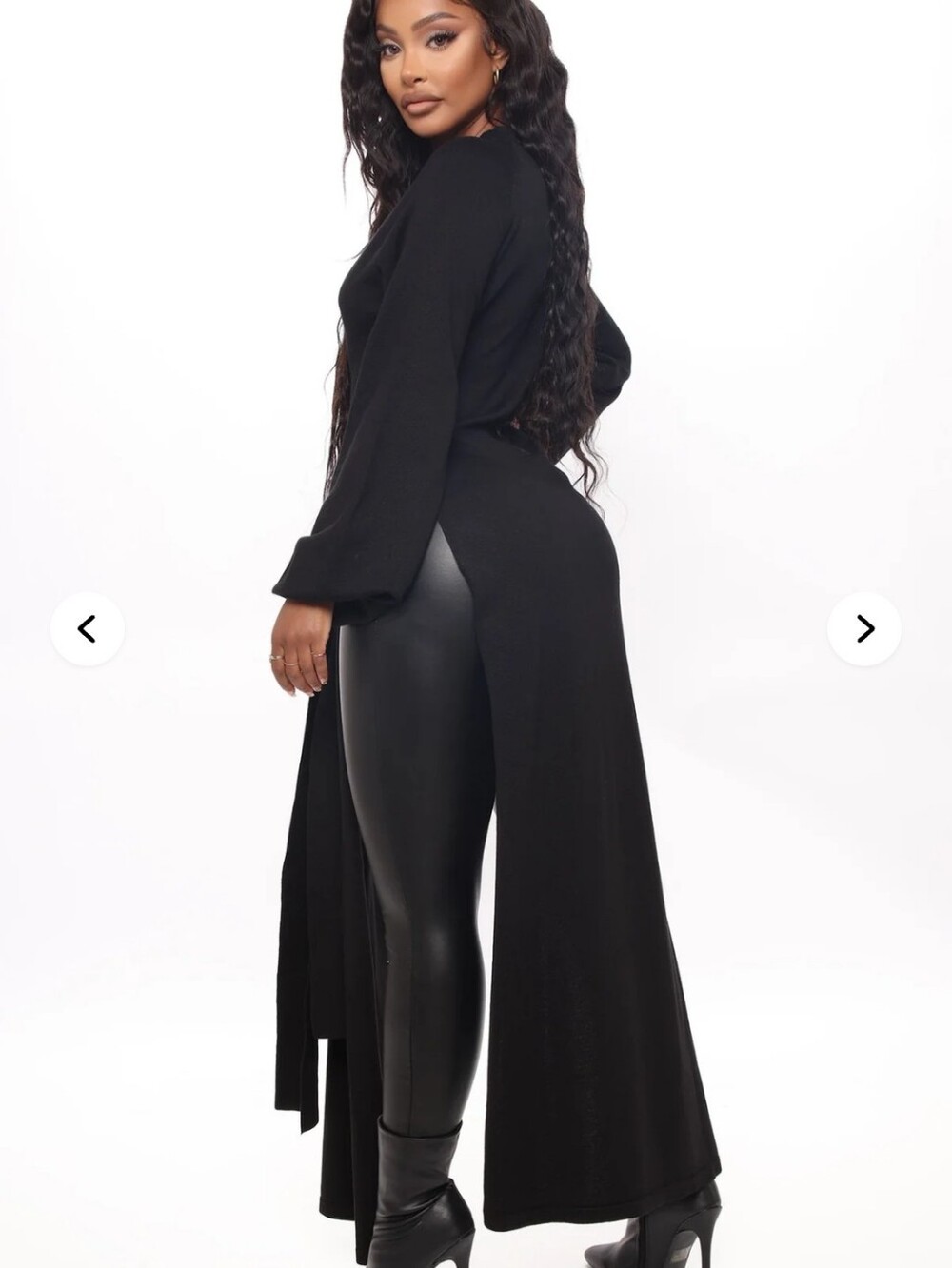 Brand New Long Black Tie-Waist Maxi Tunic - Picture 2 of 8